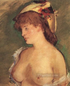  East Painting - Blond Woman with Bare Breasts nude Impressionism Edouard Manet